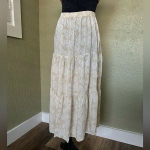 Patterned Palm Maxi Flowy Skirt | Sand/Neutral